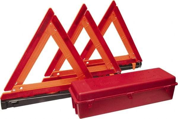 PRO-SAFE - 4 Piece, Highway Triangle Safety Kit - 3 Reflective Triangles, Case - Eagle Tool & Supply