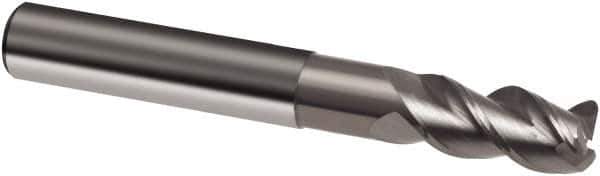 Guhring - 5/16", 7/16" LOC, 5/16" Shank Diam, 3" OAL, 3 Flute, Solid Carbide Square End Mill - Single End, Super-A Finish, Spiral Flute, 45° Helix, Right Hand Cut, Right Hand Flute, Series 3877 - Eagle Tool & Supply