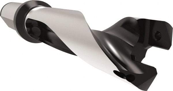 Allied Machine and Engineering - Series 26, 26 to 28.99mm Diam, 32mm Diam Straight Shank with Flange, Straight Flute Spade Drill - 87mm Max Depth, 128.1mm Body Length, 188.1mm OAL, Standard Length, Through Coolant - Eagle Tool & Supply