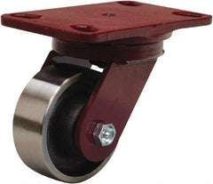 Hamilton - 4" Diam x 1-1/2" Wide x 5-5/8" OAH Top Plate Mount Swivel Caster - Forged Steel, 1,400 Lb Capacity, Straight Roller Bearing, 4-1/2 x 6-1/2" Plate - Eagle Tool & Supply