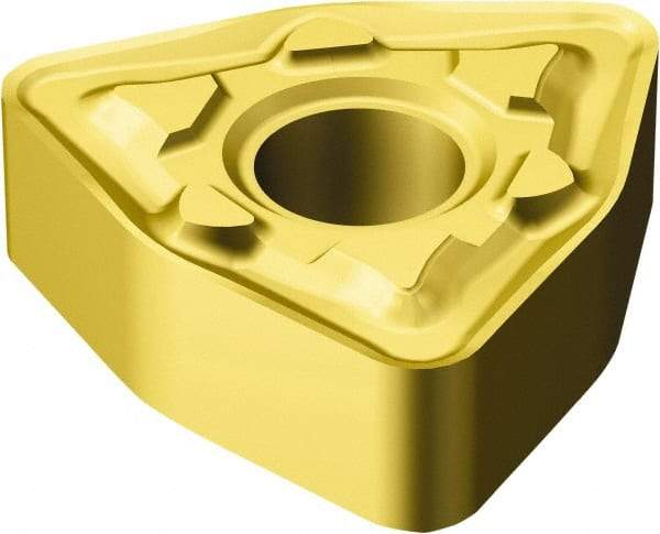 Sandvik Coromant - WNMG333 MM Grade 2025 Carbide Turning Insert - TiCN/Al2O3/TiN Finish, 80° Trigon, 1/4" Inscr Circle, 3/16" Thick, 3/64" Corner Radius - Eagle Tool & Supply