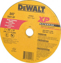 DeWALT - 7" 60 Grit Zirconia Alumina Cutoff Wheel - 0.045" Thick, 7/8" Arbor, 8,700 Max RPM, Use with Circular Saws - Eagle Tool & Supply