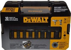 DeWALT - 10 Piece 3/8" Drive Thin Wall Deep Impact Socket Set - 6 Points, 5/16 to 3/4", Inch Measurement Standard - Eagle Tool & Supply