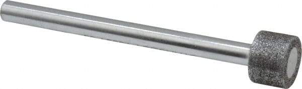 Strauss - 0.591" Head Diam x 0.394" Head Thickness CBN Grinding Pin - 1/4" Shank Diam x 3-1/2" Shank Length, Medium Grade, 80 Grit - Eagle Tool & Supply