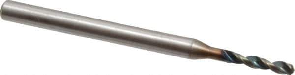 OSG - #50 140° Spiral Flute Vanadium High Speed Steel Screw Machine Drill Bit - WD1 Finish, Right Hand Cut, 11mm Flute Length, 43mm OAL, Faceted Point, Straight Shank - Eagle Tool & Supply