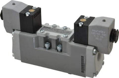 Parker - Double Solenoid 3 Position, Aluminum Solenoid Valve - Center Exhaust Open, Nitrile Seal - Eagle Tool & Supply