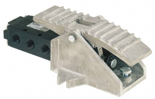 Parker - 0.83 CV Rate, 1/4" NPT Inlet Direct Air 2 Mechanical Spool Valve - 4 Way, 2 Position, 150 Max psi, Treadle Manual Return - Eagle Tool & Supply
