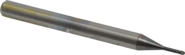 OSG - 1mm Diam, 0.8mm LOC, 2 Flute Solid Carbide Ball End Mill - WXL Finish, Single End, 45mm OAL, 4mm Shank Diam, Spiral Flute - Eagle Tool & Supply