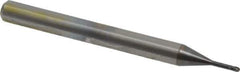 OSG - 1mm Diam, 0.8mm LOC, 2 Flute Solid Carbide Ball End Mill - WXL Finish, Single End, 45mm OAL, 4mm Shank Diam, Spiral Flute - Eagle Tool & Supply