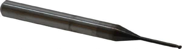 OSG - 1mm Diam, 0.8mm LOC, 2 Flute Solid Carbide Ball End Mill - WXL Finish, Single End, 45mm OAL, 4mm Shank Diam, Spiral Flute - Eagle Tool & Supply