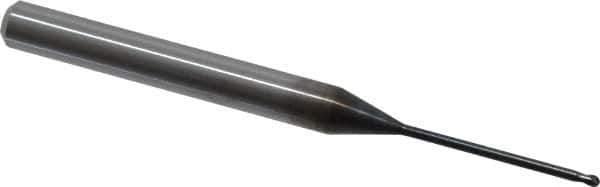 OSG - 1mm Diam, 0.8mm LOC, 2 Flute Solid Carbide Ball End Mill - WXL Finish, Single End, 50mm OAL, 4mm Shank Diam, Spiral Flute - Eagle Tool & Supply