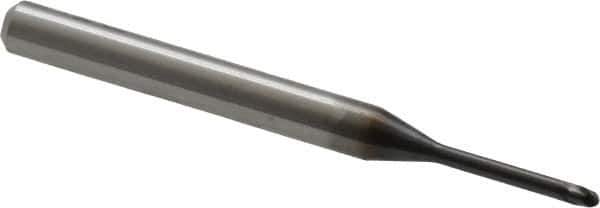 OSG - 1.5mm Diam, 1.2mm LOC, 2 Flute Solid Carbide Ball End Mill - WXL Finish, Single End, 45mm OAL, 4mm Shank Diam, Spiral Flute - Eagle Tool & Supply