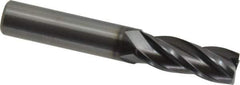 OSG - 3/8", 4 Flute, Single End, Solid Carbide, 0.02" Corner Radius End Mill - 2-1/2" OAL, 30° Helix, Right Hand Flute, 1" LOC, Right Hand Cut - Eagle Tool & Supply
