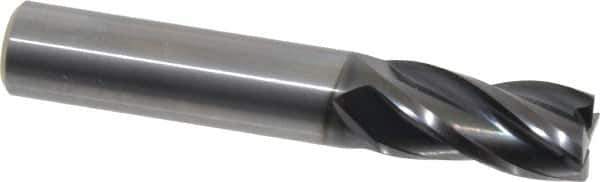 OSG - 1/2", 4 Flute, Single End, Solid Carbide, 0.02" Corner Radius End Mill - 3" OAL, 30° Helix, Right Hand Flute, 1" LOC, Right Hand Cut - Eagle Tool & Supply