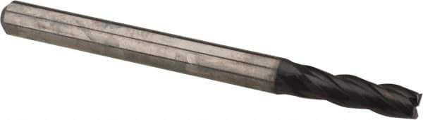OSG - 7/64", 3/8" LOC, 1/8" Shank Diam, 1-1/2" OAL, 4 Flute, Solid Carbide Square End Mill - Single End, WXL Finish, Spiral Flute, 30° Helix, Centercutting, Right Hand Cut, Right Hand Flute, Series 3604 - Eagle Tool & Supply