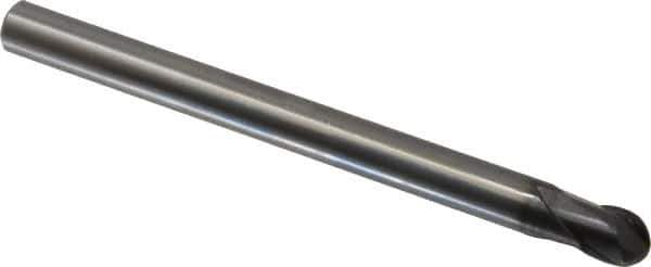 OSG - 5/16" Diam, 5/16" LOC, 2 Flute Solid Carbide Ball End Mill - WXL Finish, Single End, 4" OAL, 5/16" Shank Diam, Spiral Flute - Eagle Tool & Supply