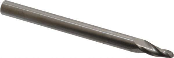 Onsrud - 1/8" Cutting Diam x 1/2" Length of Cut, 2 Flute, Upcut Spiral Router Bit - Uncoated, Right Hand Cut, Solid Carbide, 3" OAL x 1/4" Shank Diam, Ball End Taper - Eagle Tool & Supply