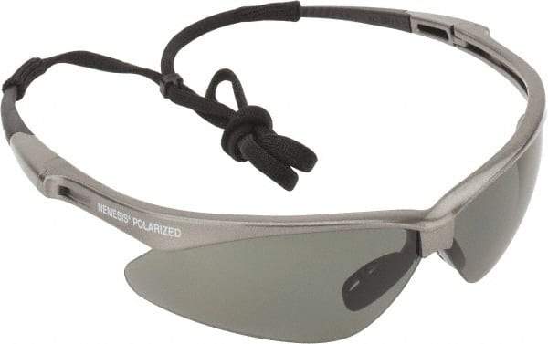 Jackson Safety - Smoke Lenses, Framed Polarized Glasses - Scratch Resistant, Gray Frame, Size Universal, Wrap Around - Eagle Tool & Supply