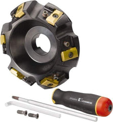 Kennametal - 5" Cut Diam, 1-1/2" Arbor Hole, 21.41mm Max Depth of Cut, 30° Indexable Chamfer & Angle Face Mill - 6 Inserts, LN.U 2210... Insert, Right Hand Cut, 6 Flutes, Series MEGA60 - Eagle Tool & Supply