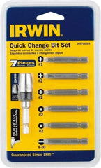 Irwin - 7 Piece, 1/4" Drive Screwdriver Drive Guide Set - #1 to #2 Phillips, 0.05 to 1/4" Hex, 1.27 to 10mm Hex, #1 & #2 Square Recess - Eagle Tool & Supply