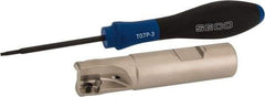Seco - 3/4" Cut Diam, 0.354" Max Depth of Cut, 3/4" Shank Diam, 3.39" OAL, Indexable Square Shoulder End Mill - XO.X 10T3.. Inserts, Weldon Shank, 90° Lead Angle, Through Coolant, Series Turbo 10 - Eagle Tool & Supply