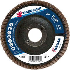 4 1/2″ × 7/8″-40 Grit - T27 Tiger Paw Zirc Flap Disc Phenolic Back - Eagle Tool & Supply
