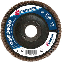 4 1/2″ × 7/8″-80 Grit -á T27 Tiger Paw Zirc Flap Disc Phenolic Back - Eagle Tool & Supply