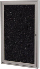 Ghent - 24" Wide x 18" High Enclosed Cork Bulletin Board - Fabric Covered, Black - Eagle Tool & Supply