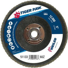 5″ Tiger Paw Abrasive Flap Disc, Flat, Phenolic Backing, 60Z, 5/8″-11 Arbor Hole - Eagle Tool & Supply