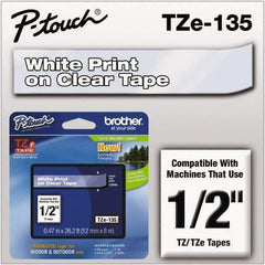 Brother - 1/2" Wide x 314.4" Long, Clear Plastic/Paper Tape Cassette - For Label Maker - Eagle Tool & Supply