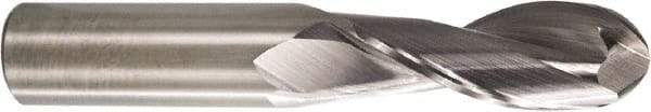M.A. Ford - 3/8" Diam, 1" LOC, 2 Flute Solid Carbide Ball End Mill - Single End, 2-1/2" OAL, 3/8" Shank Diam, Spiral Flute - Eagle Tool & Supply