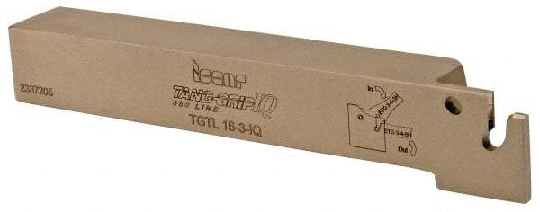 Iscar - External Thread, 0.63" Max Depth of Cut, 2.8mm Min Groove Width, 150mm OAL, Left Hand Indexable Grooving Cutoff Toolholder - 5/8" Shank Height x 5/8" Shank Width, TAG 3 Insert Style, TGT Toolholder Style, Series Tang-Grip - Eagle Tool & Supply