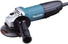 Makita - 4-1/2" Wheel Diam, 11,000 RPM, Corded Angle & Disc Grinder - 5/8-11 Spindle, 120 Volts, 6 Amps - Eagle Tool & Supply