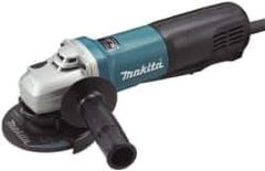 Makita - 4-1/2" Wheel Diam, 11,500 RPM, Corded Angle & Disc Grinder - 5/8-11 Spindle, 120 Volts, 13 Amps - Eagle Tool & Supply