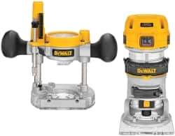 DeWALT - 16,000 to 27,000 RPM, 1.25 HP, 7 Amp, Fixed and Plunge Combination Electric Router - 115 Volts, 1/4 Inch Collet - Eagle Tool & Supply