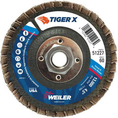 4 1/2″ Diameter - Tiger X Flap Disc, Flat, Phenolic Backing, 60Z, 5/8″-11 Diameter - Arbor Hole - Eagle Tool & Supply