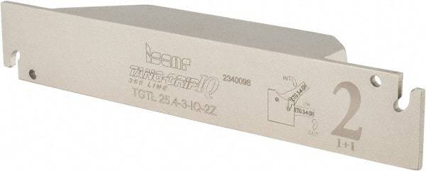Iscar - External Thread, 0.11" Min Groove Width, 5.905" OAL, Left Hand Indexable Grooving Cutoff Toolholder - 1" Shank Height x 1" Shank Width, TAG Insert Style, TGT Toolholder Style, Series Tang-Grip - Eagle Tool & Supply
