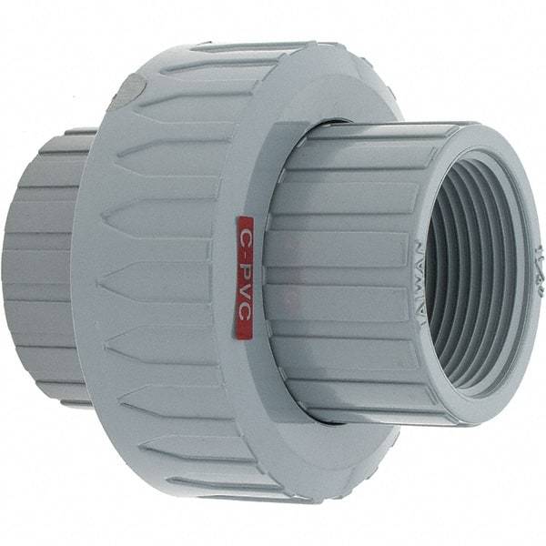 Value Collection - 1-1/4" CPVC Plastic Pipe Union with EPDM O-Ring - FIPT x FIPT End Connections - Eagle Tool & Supply