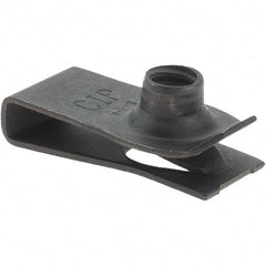 Made in USA - 1/4-20 Screw, 0.025 to 0.15" Thick, Extruded Tapped Hole U Nut - Black Phosphate Finish - Eagle Tool & Supply