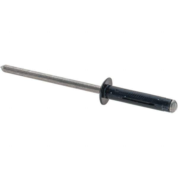 Made in USA - Large Flange Head Aluminum Peel Blind Rivet - Steel Mandrel, 0.039" to 3/8" Grip, 0.313" Head Diam, 0.156" Max Hole Diam, 0.717" Length Under Head, - Eagle Tool & Supply