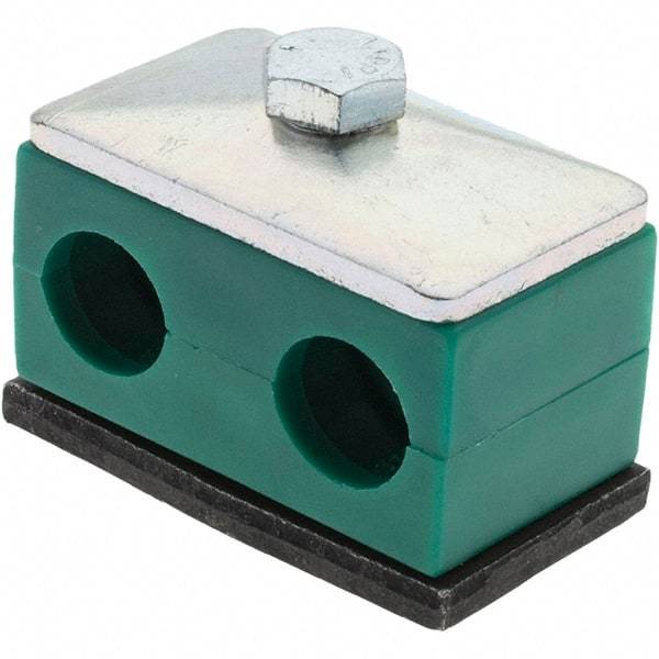 Value Collection - 2.09" Wide x 1.42" High x 1.18" Deep, Polypropylene Twin Vibration-Control Clamp - Steel Plate, Mount with Standard - Eagle Tool & Supply