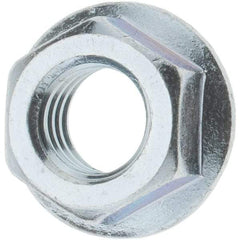 Value Collection - 3/8-16, 3/4" Flange Diam, Serrated Flange Nut - Grade Grade 2 Steel, Zinc-Plated Finish, 0.347" Flange Height - Eagle Tool & Supply