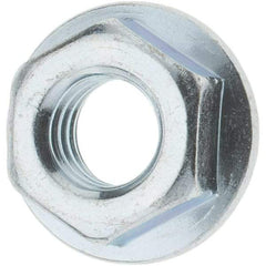 Value Collection - 5/16-18, 0.68" Flange Diam, Serrated Flange Nut - Grade Grade 2 Steel, Zinc-Plated Finish, 0.283" Flange Height - Eagle Tool & Supply