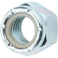 Value Collection - 3/4-10 UNC Grade 2 Hex Lock Nut with Nylon Insert - 1-1/16" Width Across Flats, 7/8" High, Zinc-Plated Finish - Eagle Tool & Supply