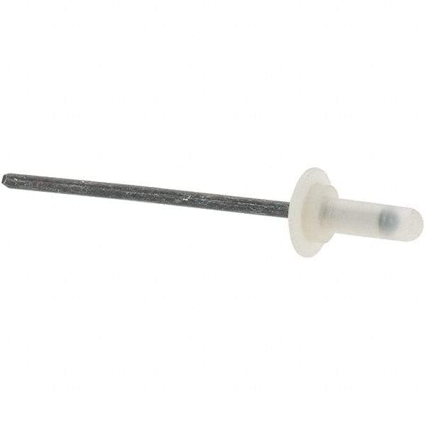 Value Collection - Large Flange Head Aluminum Closed End Sealing Blind Rivet - Steel Mandrel, 0.157" to 0.312" Grip, 1/4" Head Diam, 0.126" Max Hole Diam, 0.374" Length Under Head, - Eagle Tool & Supply