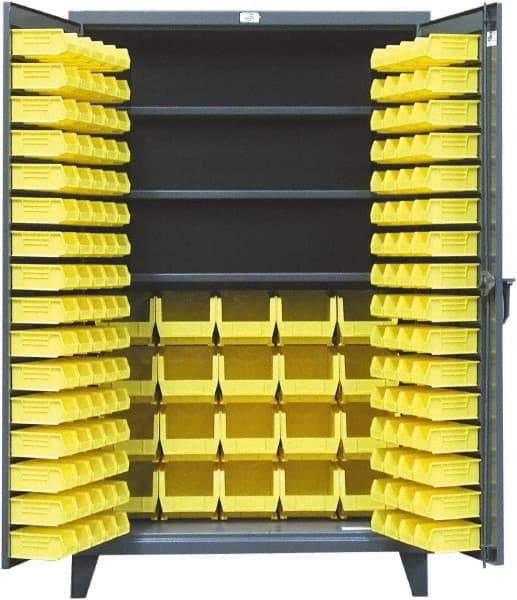 Strong Hold - 3 Shelf 164 Bin Storage Cabinet - Steel, 48" Wide x 24" Deep x 78" High, Dark Gray - Eagle Tool & Supply