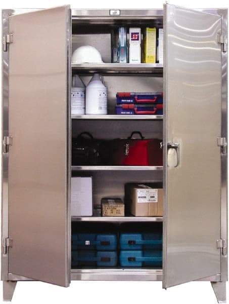 Strong Hold - 4 Shelf Locking Storage Cabinet - Stainless Steel, 60" Wide x 24" Deep x 72" High, Dark Gray - Eagle Tool & Supply