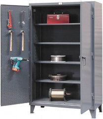 Strong Hold - 4 Shelf Pegboard Storage Cabinet - Steel, 48" Wide x 24" Deep x 72" High, Dark Gray - Eagle Tool & Supply
