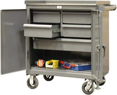 Strong Hold - 24" Wide x 36" High x 36" Deep, 5 Drawer Tool Cart - 400 Lb Capacity, Steel, Dark Gray - Eagle Tool & Supply