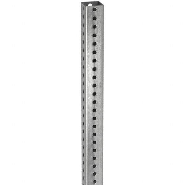 TAPCO - 12' High, Galvanized Traffic Sign Post - Steel, 7/16" Hole Diam, Silver - Eagle Tool & Supply